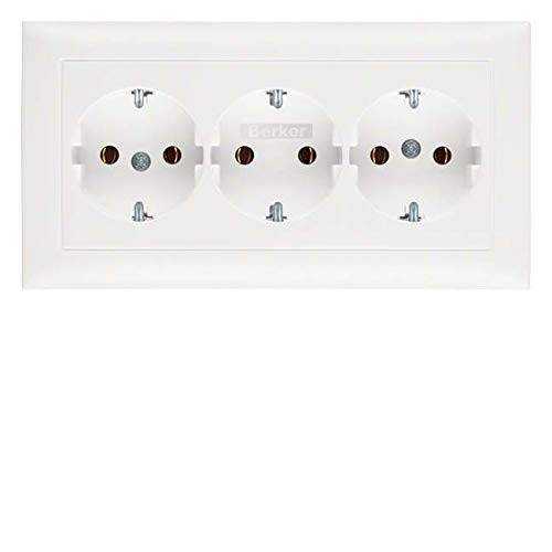 Berker 47661909 3fach-Steckdose SCHUKO mit Abdeckplatte S.1 polarweiß, matt Mesch Shop Berker 47661909 3fach-Steckdose SCHUKO mit Abdeckplatte S.1 polarweiß, matt Mesch Shop